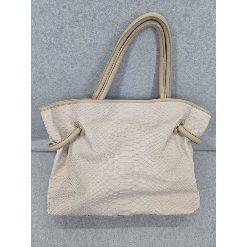 Furla logo light gray croc embossed genuine leather hobo shoulder bag Purse‎ - Picture 2 of 13